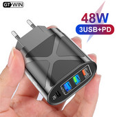 48W PD USB C töltő Gyorstöltés QC 4.0 PD 3.0 mobiltelefon gyorstöltés iphone Xiaomi redmi Travel Type C töltőadapterhez