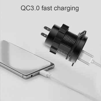 Hot QC 3.0 USB Phone Бързо зареждане Захранващ адаптер LED волтметър Дисплей за напрежение Превозно средство DC12V-24V Водоустойчив контакт