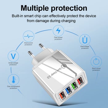 Quick Charge 3.0 4.0 USB Phone Charger Προσαρμογέας AC Ταξιδιωτικής γρήγορης φόρτισης για iPhone Φορτιστής Tablets Samsung Xiaomi