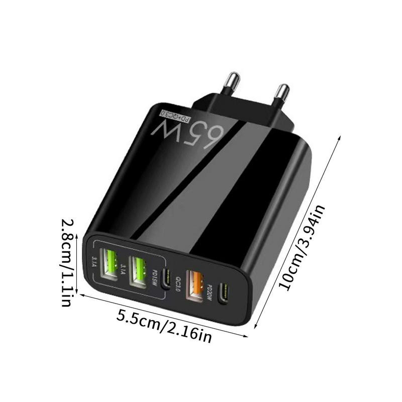 65W USB tip C punjač USB Quick Charge 3.0 5 priključaka za mobilni telefon, brzi PD adapter za punjenje za iPhone14 13 Pro Max za Samsung