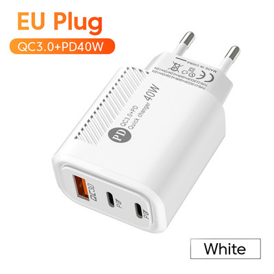 40W PD USB C töltő Gyorstöltő 3.0 Type C töltő fali mobiltelefon adapter iPhone 14 13 Pro Max Xiaomi 12 Poco Samsung telefonhoz