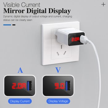 5V 3.1A Цифров дисплей USB зарядно за iPhone Зарядно устройство 3.0 USB бързо зареждане Стенен телефон зарядно за iPhone 12 11 Samsung Xiaomi