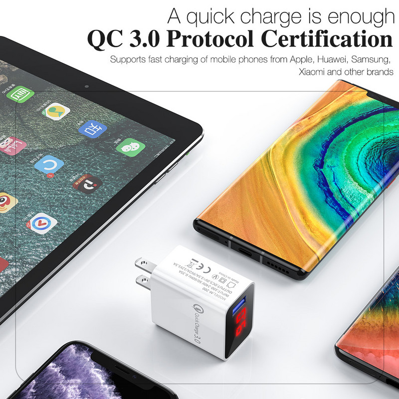 5V 3.1A digitalni zaslon USB punjač za iPhone punjač 3.0 USB brzo punjenje zidni telefonski punjač za iPhone 12 11 Samsung Xiaomi