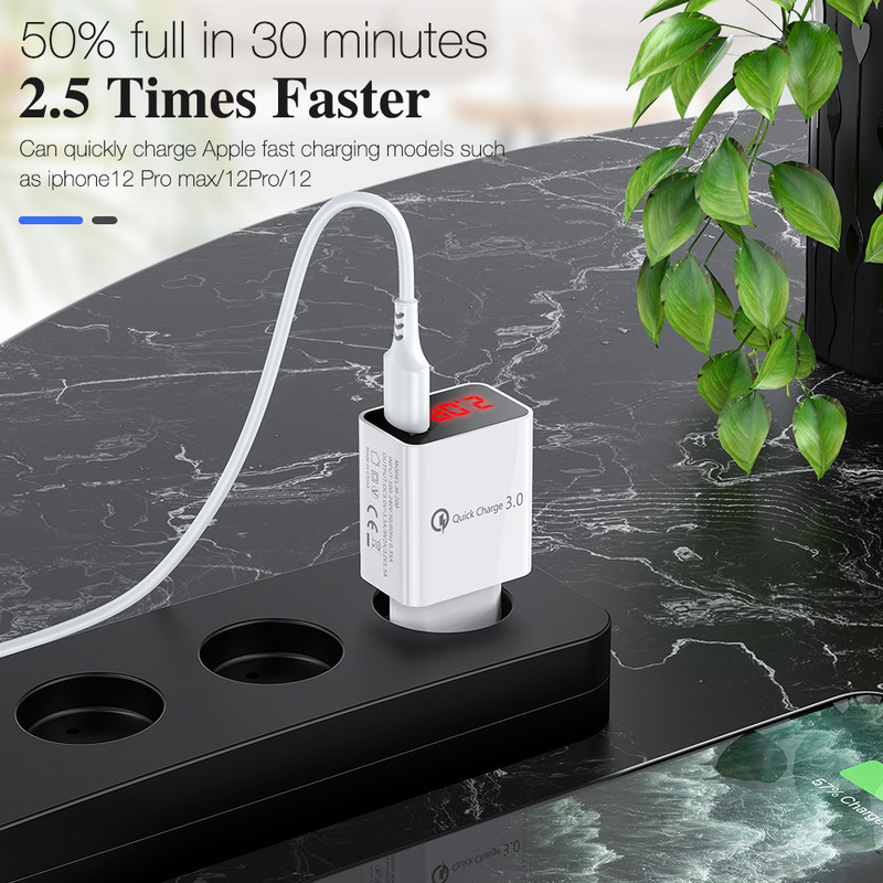 5V 3.1A digitalni zaslon USB punjač za iPhone punjač 3.0 USB brzo punjenje zidni telefonski punjač za iPhone 12 11 Samsung Xiaomi