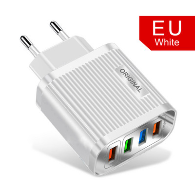 4 porturi 60W încărcător USB Adaptor de perete Încărcător rapid pentru încărcarea telefonului pentru iphone Samsung Xiaomi Tabletă Încărcător rapid mobil QC3.0
