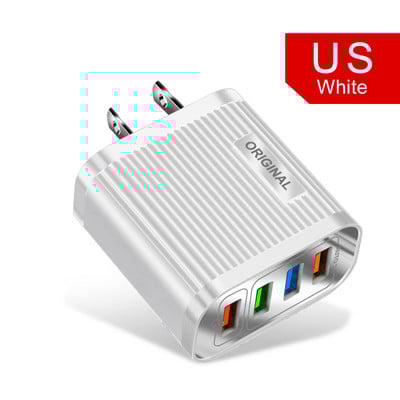 4 porturi 60W încărcător USB Adaptor de perete Încărcător rapid pentru încărcarea telefonului pentru iphone Samsung Xiaomi Tabletă Încărcător rapid mobil QC3.0