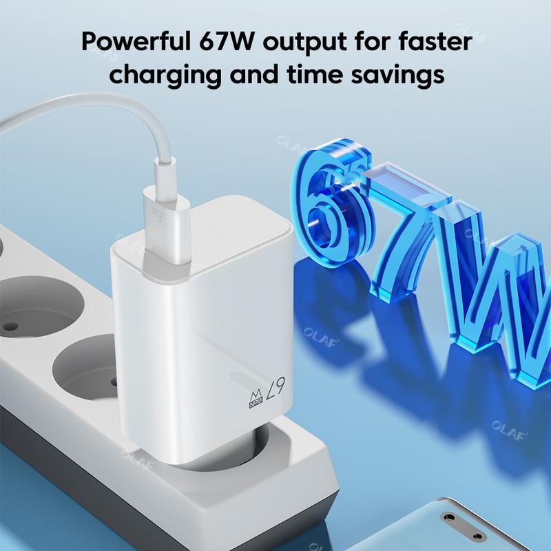 Olaf 67W GaN Adapter punjača Brzi punjač 3.0 QC3.0 Zidni USB punjač za mobilni telefon Brzo punjenje za iPhone Xiaomi Huawei