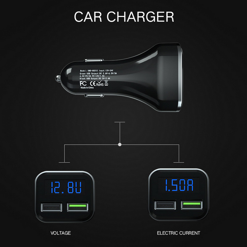 KEBIDU Dual USB auto punjač za mobilni telefon Tablet GPS 4.8A brzi punjač auto-punjač Dual USB auto punjač adapter za auto u autu