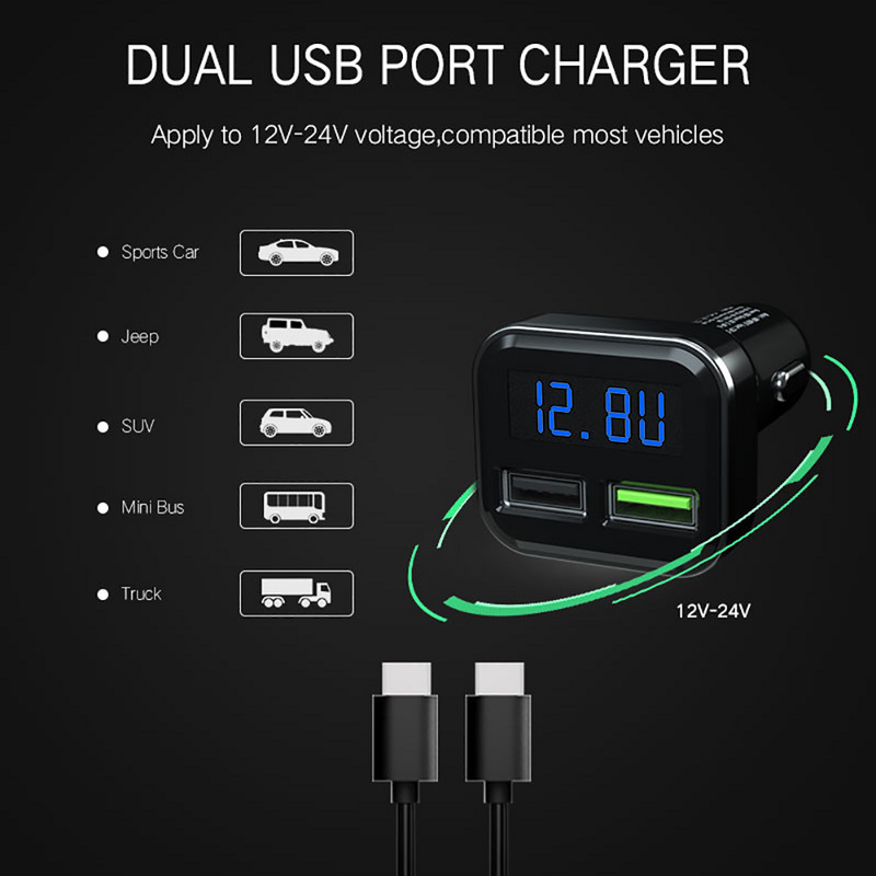 KEBIDU Dual USB auto punjač za mobilni telefon Tablet GPS 4.8A brzi punjač auto-punjač Dual USB auto punjač adapter za auto u autu
