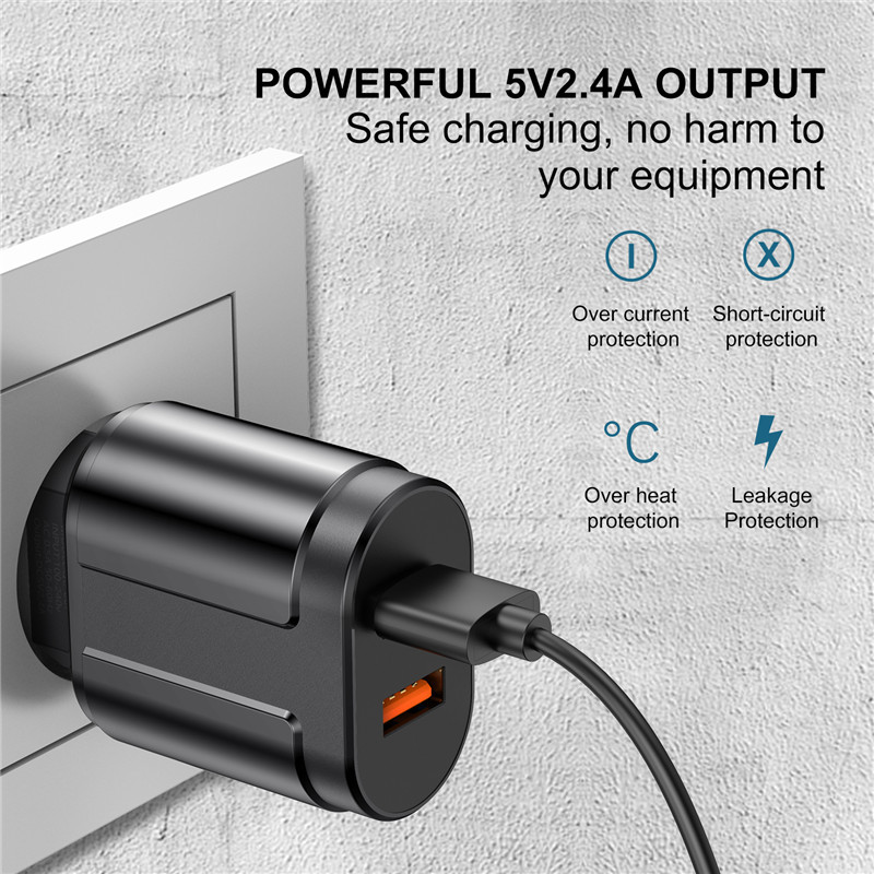 USLION EU/US utikač 2.4A Max Dual USB adapter za brzo punjenje Zidni univerzalni punjač za mobilni telefon za iPhone za Samsung Xiaomi