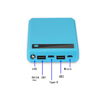 6*18650 Θήκη Power Bank Dual USB Type C Φακός Micro USB Φορτιστής κινητού τηλεφώνου DIY Shell 18650 Battery Holder Charging Box
