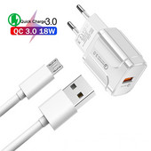 Pentru Xiaomi Redmi 9A 9C 7A 6A QC 3.0 18W Încărcător rapid pentru telefon Cablu micro USB Încărcare rapidă pentru OPPO A12 A15 A5 A7 A8 A9 Priză UE