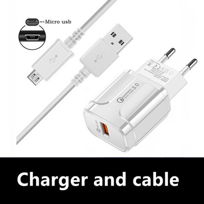 Pentru Xiaomi Redmi 9A 9C 7A 6A QC 3.0 18W Încărcător rapid pentru telefon Cablu micro USB Încărcare rapidă pentru OPPO A12 A15 A5 A7 A8 A9 Priză UE