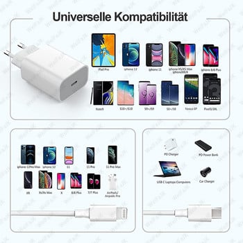 Γνήσιος φορτιστής 30W Γρήγορη φόρτιση για iPhone 14 13 12 11 Pro Max X XS XR 8Plus AirPods Γρήγορος Προσαρμογέας USB Τύπου C σε Καλώδιο iPhone