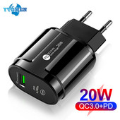 20W Dual USB Charger EU US Plug Fali Töltő Type C PD Mobiltelefon töltő iPhone12 11 Samsung Xiaomi tápegység adapterhez