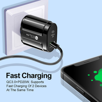 20W двойно USB зарядно устройство EU US Plug Стенен зареждане тип C PD зарядно устройство за мобилен телефон за iPhone12 11 Samsung Xiaomi захранващ адаптер