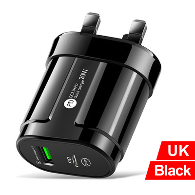 20W Dual USB Charger EU US Plug Fali Töltő Type C PD Mobiltelefon töltő iPhone12 11 Samsung Xiaomi tápegység adapterhez