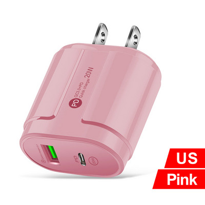 20W Dual USB Charger EU US Plug Fali Töltő Type C PD Mobiltelefon töltő iPhone12 11 Samsung Xiaomi tápegység adapterhez