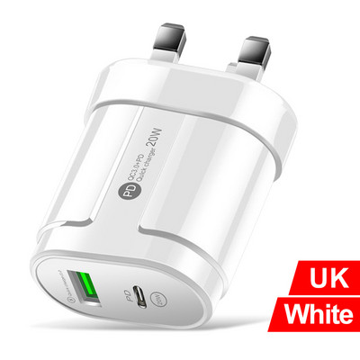 20W Dual USB Charger EU US Plug Fali Töltő Type C PD Mobiltelefon töltő iPhone12 11 Samsung Xiaomi tápegység adapterhez
