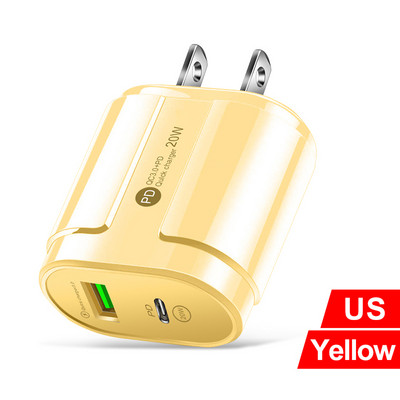 20W Dual USB Charger EU US Plug Fali Töltő Type C PD Mobiltelefon töltő iPhone12 11 Samsung Xiaomi tápegység adapterhez