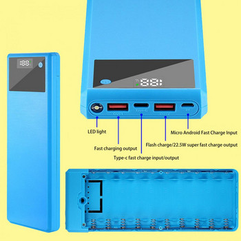 Удобна многоверижна защита Кутия за батерии Без запояване 10x18650 Батерии Резервни батерии Power Bank Shell Бързо зареждане