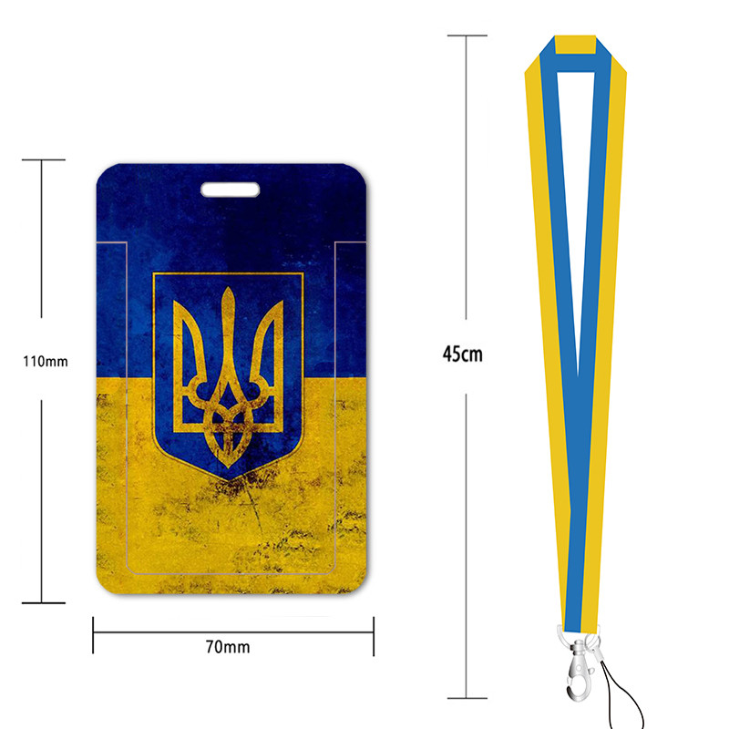 Prilagodite svoju vlastitu osobnu iskaznicu Dodaci za vješanje za osobne iskaznice Ukrajinska zastava Državna pločica Gumeni držač kartice za privjesak remen za ključeve