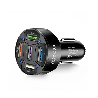 5 portos 35 W-os USB autós töltő Gyorstöltés iPhone Xiaomi Huawei Samsung QC3.0 mobiltelefon töltő autós adapterben