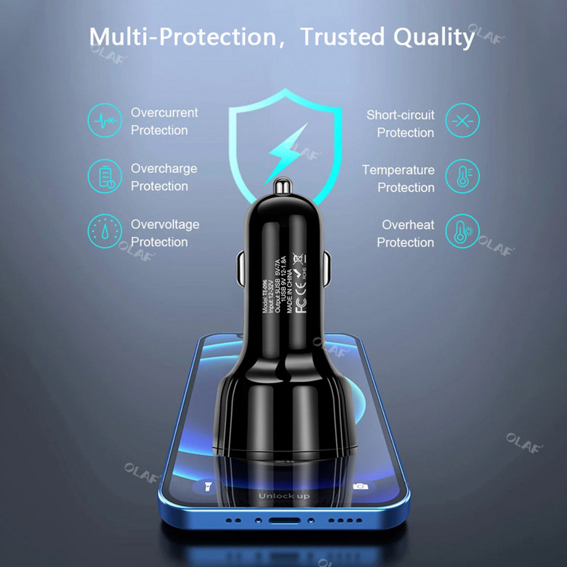 5 priključaka 35W USB auto punjač za brzo punjenje za iPhone Xiaomi Huawei Samsung QC3.0 punjač za mobitel u automobilu adapter