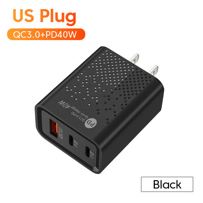 3 portos USB C töltő PD40W QC3.0 C típusú töltő Gyorstöltő mobiltelefon töltők adapter iPhone-hoz Samsung Xiaomi Huawei