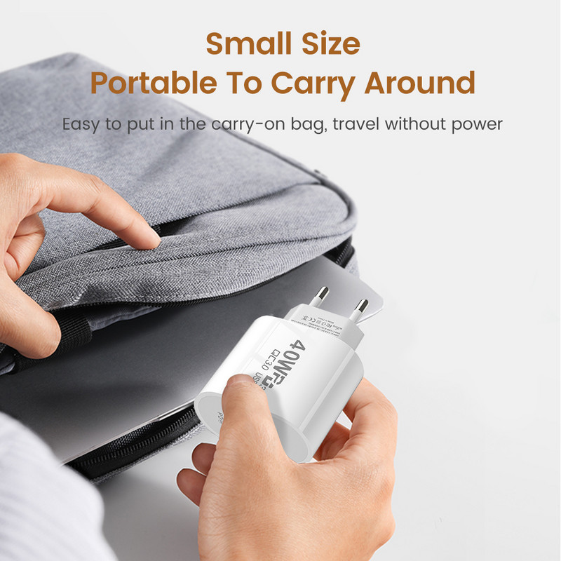 3 priključka USB C punjač PD40W QC3.0 punjač tipa C brzo punjenje Punjači za mobilne telefone Adapter za iPhone Samsung Xiaomi Huawei