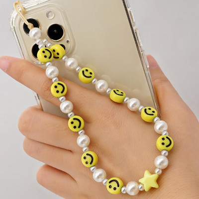 Színes akril gyöngyök Pearl Charm mobiltelefon lánc mobiltelefon szíj elvesztést gátló zsinór iPhone13 mini Pro ékszer csuklópánthoz