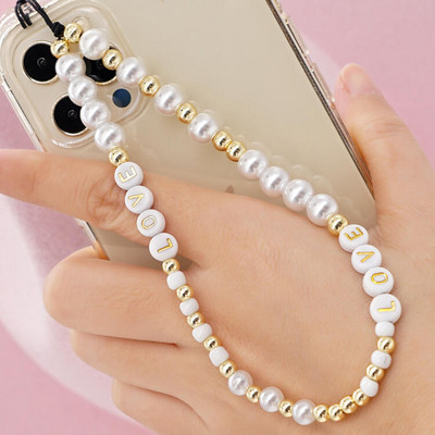 Színes akril gyöngyök Pearl Charm mobiltelefon lánc mobiltelefon szíj elvesztést gátló zsinór iPhone13 mini Pro ékszer csuklópánthoz