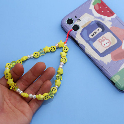 Színes akril gyöngyök Pearl Charm mobiltelefon lánc mobiltelefon szíj elvesztést gátló zsinór iPhone13 mini Pro ékszer csuklópánthoz