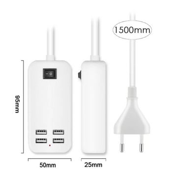 4 USB порта Телефон Зарядно устройство ХЪБ 15W 2A Настолен ЕС/САЩ щепсел Стенен контакт Зареждане Удължителен контакт Захранващ адаптер за iPhone 11