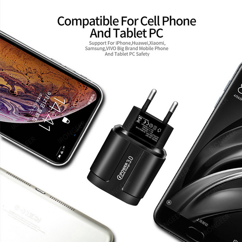 USB punjač Quick Charge 3.0 Brzo punjenje za iPhone Prijenosni 3 porta Adapter za mobilni punjač za Samsung S8 Xiaomi telefon punjač