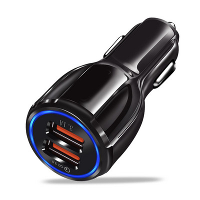 Autós töltő 18W 3.1A Dual USB gyorstöltő QC telefontöltő adapter iPhone 12 11 Pro Max 6 7 8 Xiaomi Redmi Huawei Samsung telefonhoz