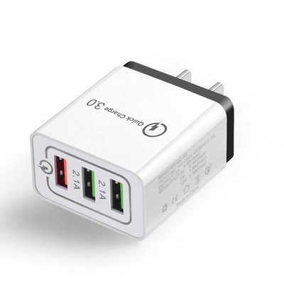 Quick Charge 3.0 USB töltő EU dugós fali mobiltelefon gyorstöltő töltő iPhone X XS 8 7 Samsung S8 3 portos adapterhez QC 3.0