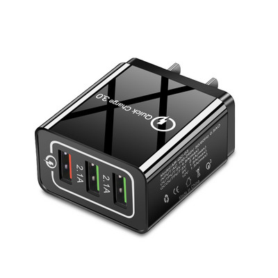 Quick Charge 3.0 USB töltő EU dugós fali mobiltelefon gyorstöltő töltő iPhone X XS 8 7 Samsung S8 3 portos adapterhez QC 3.0