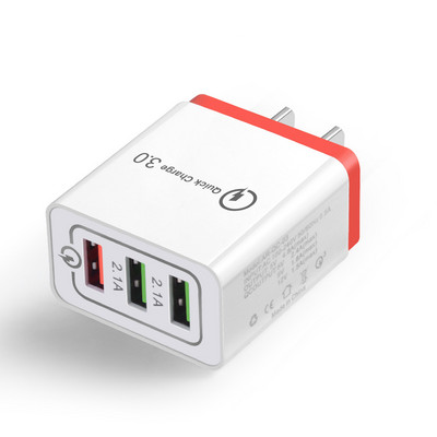 Quick Charge 3.0 USB töltő EU dugós fali mobiltelefon gyorstöltő töltő iPhone X XS 8 7 Samsung S8 3 portos adapterhez QC 3.0