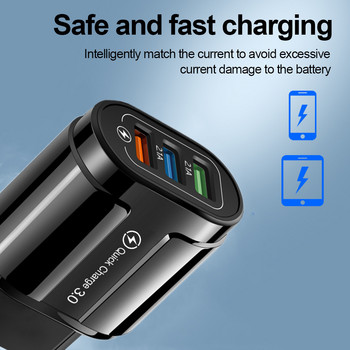 Бързо USB зарядно устройство за телефон Quick Charge QC 3.0 Стенен адаптер за iPhone 13 12 11 Samsung Xiaomi EU US Plug Бързо зареждане зарядни устройства