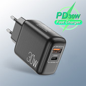 UKGO PD 30W 2 portos EU US UK Plug Fast Charger Adapter iPhone 12 11 Samsung Xiaomi Huawei QC 3.0 mobiltelefon gyorstöltőhöz