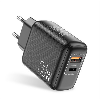 UKGO PD 30W 2 portos EU US UK Plug Fast Charger Adapter iPhone 12 11 Samsung Xiaomi Huawei QC 3.0 mobiltelefon gyorstöltőhöz