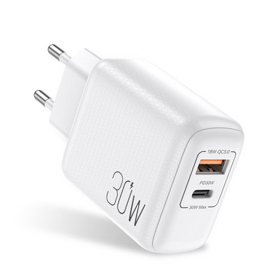 UKGO PD 30W 2 portos EU US UK Plug Fast Charger Adapter iPhone 12 11 Samsung Xiaomi Huawei QC 3.0 mobiltelefon gyorstöltőhöz