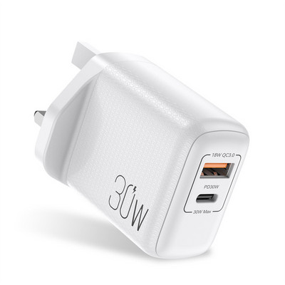 UKGO PD 30W 2 portos EU US UK Plug Fast Charger Adapter iPhone 12 11 Samsung Xiaomi Huawei QC 3.0 mobiltelefon gyorstöltőhöz
