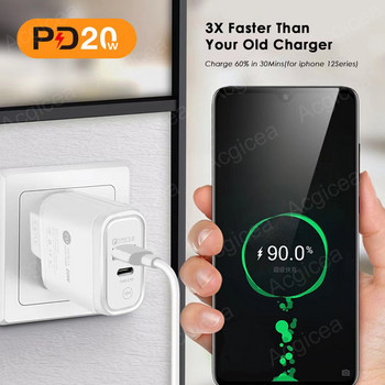 Φορτιστής USB 20W Φορτιστής κινητού τηλεφώνου Quick Charge 3.0 για iphone Xiaomi Samsung Oneplus Universal Adapter 2 Ports Type C Charger