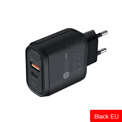 20 W-os USB töltő Mobiltelefon töltő Quick Charge 3.0 iphone Xiaomi Samsung Oneplus univerzális adapter 2 portos C típusú töltő
