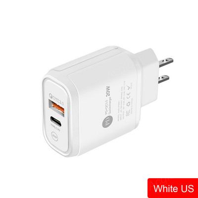 20 W-os USB töltő Mobiltelefon töltő Quick Charge 3.0 iphone Xiaomi Samsung Oneplus univerzális adapter 2 portos C típusú töltő