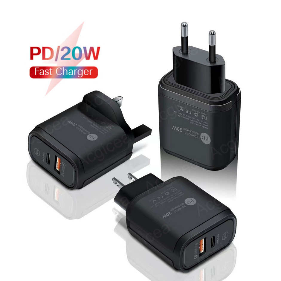 Badu.bg 20W USB зарядно Зарядно за мобилен телефон Quick Charge 3.0 за  iphone Xiaomi Samsung Oneplus Универсален адаптер 2 порта Тип C зарядно -  Badu.bg