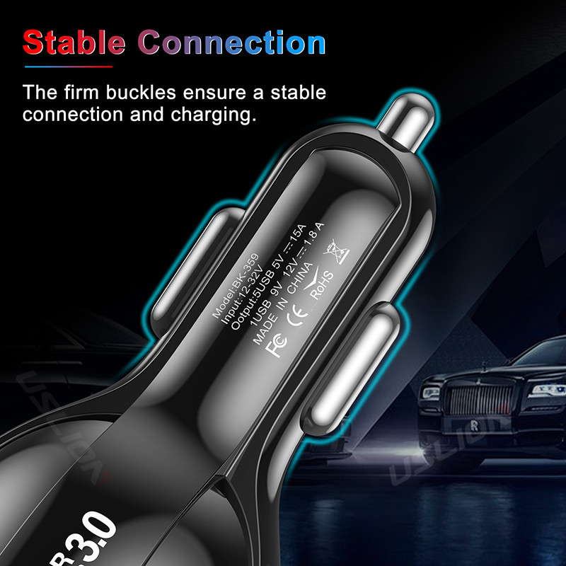 USLION LED 5 portova USB auto punjenje 15A brzo mini brzo punjenje za iPhone 12 Xiaomi Huawei adapter za punjač za mobitel u automobilu
