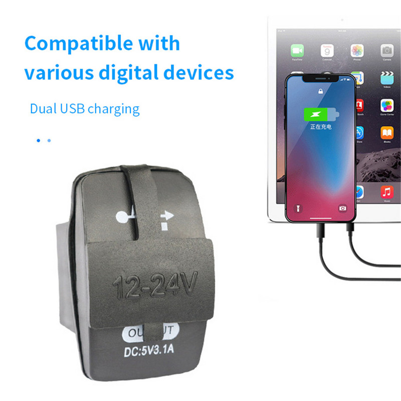 Automatski auto punjač za telefon 3.1A otporan na prašinu Dual USB utičnica Utičnica DC 12V-24V adapter za upaljač za iPhone Samsung Redmi